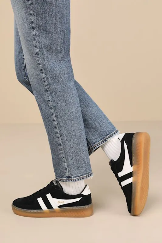 Grandslam Black and Off White Suede Leather Sneakers sold by Lulus