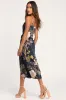 Remarkable Entrance Navy Blue Floral Print Satin Midi Dress sold by Lulus