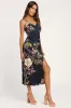 Remarkable Entrance Navy Blue Floral Print Satin Midi Dress sold by Lulus