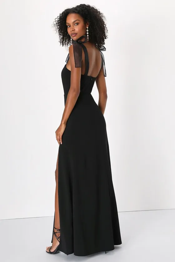 Beloved Elegance Black Tie-Strap Mermaid Maxi Dress sold by Lulus product image thumbnail 4