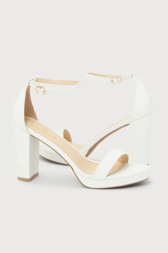 Kinsella White Platform Ankle Strap High Heels sold by Lulus product image thumbnail 3