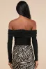 Sultry Influence Black Off-the-Shoulder Ruched Bodysuit sold by Lulus