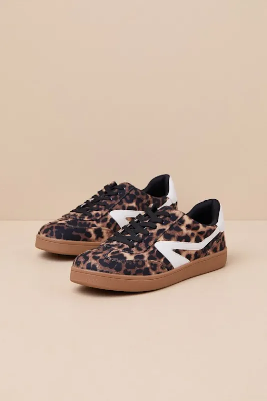 Voyage Leopard Color Block Lace-Up Sneakers sold by Lulus
