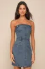 Iconic Spirit Medium Wash Denim Strapless Mini Dress sold by Lulus