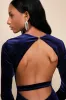 Glittery Glee Royal Blue Sparkly Backless Long Sleeve Mini Dress sold by Lulus