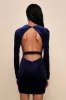 Glittery Glee Royal Blue Sparkly Backless Long Sleeve Mini Dress sold by Lulus