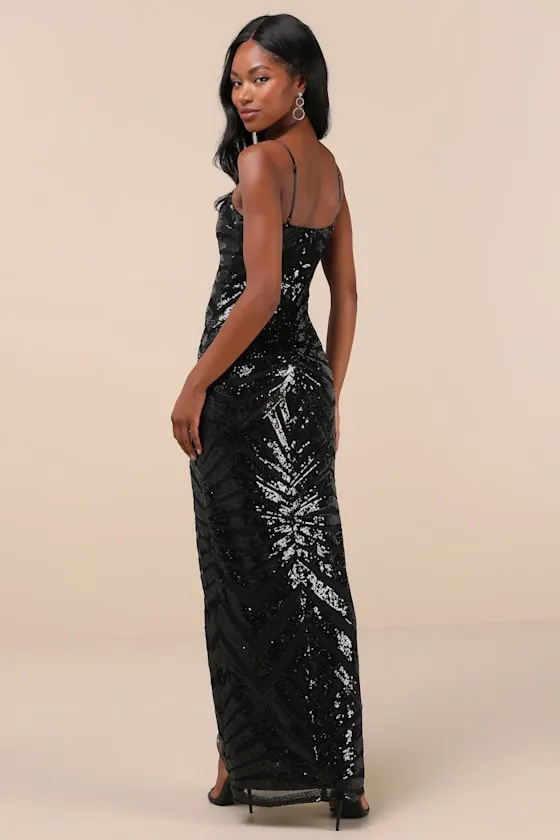 Glimmering Beauty Black Sequin Sleeveless Column Maxi Dress sold by Lulus product image thumbnail 2