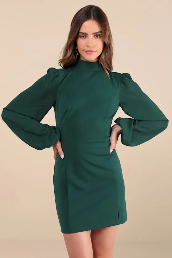 Exceptionally Flirty Green Long Sleeve Backless Mini Dress sold by Lulus