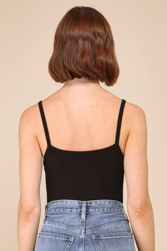 Style Skills Black Ribbed Knit Sleeveless Corset Bodysuit sold by Lulus product image thumbnail 3