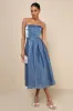 Radiant Direction Slate Blue Strapless Midi Dress With Pockets sold by Lulus