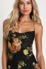 Petal Prowess Black Floral Print Lace-Up Cowl Midi Dress sold by Lulus