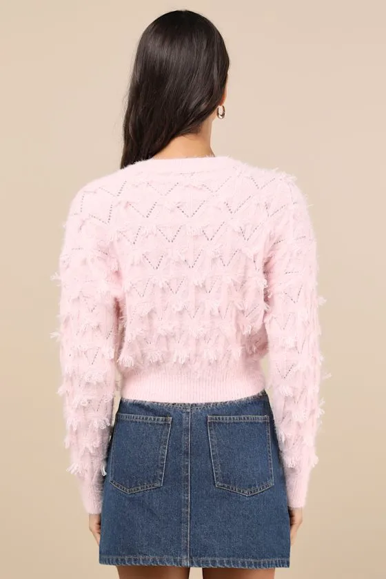 Coquette Comfort Pink Textured Long Sleeve Pullover Sweater sold by Lulus product image thumbnail 2