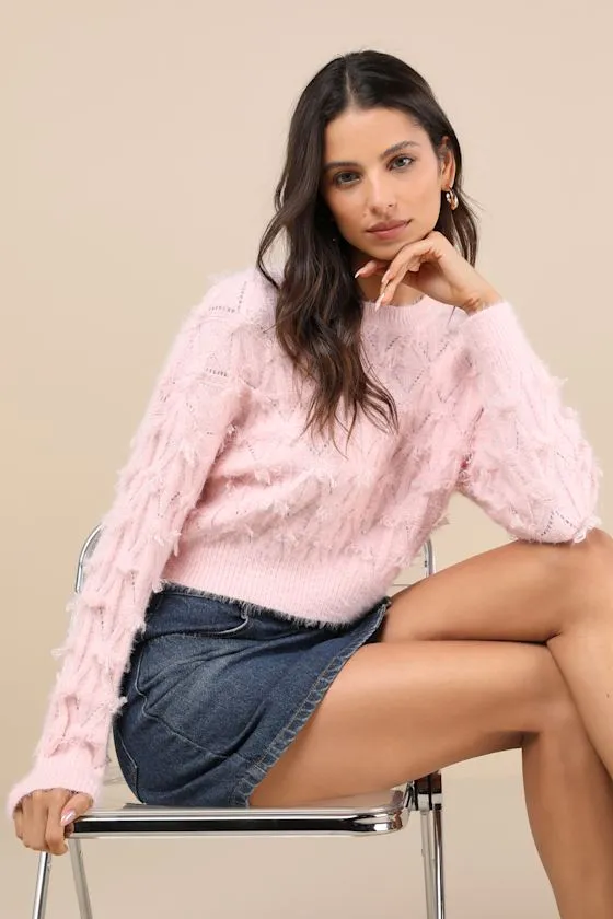 Coquette Comfort Pink Textured Long Sleeve Pullover Sweater sold by Lulus product image thumbnail 4