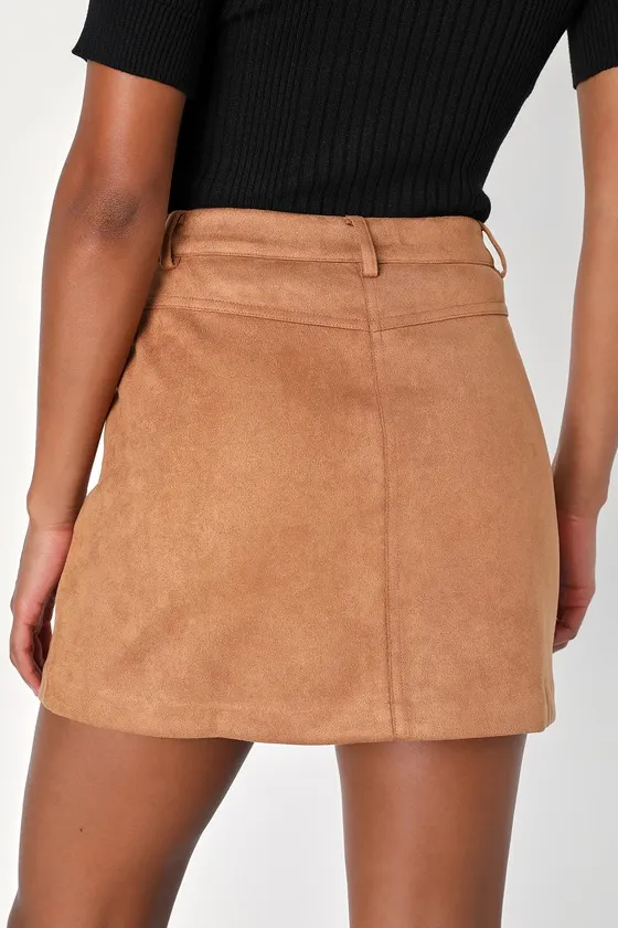 A Dose of Charm Light Brown Suede High-Waisted Mini Skirt sold by Lulus product image thumbnail 4