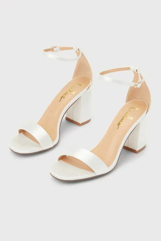 Arylee White Satin Ankle Strap Heels sold by Lulus product image thumbnail 2