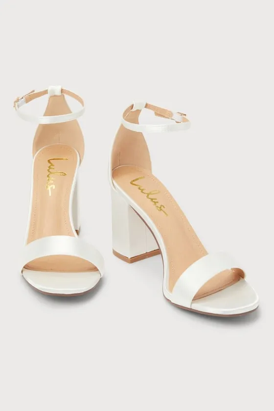 Arylee White Satin Ankle Strap Heels sold by Lulus product image thumbnail 3