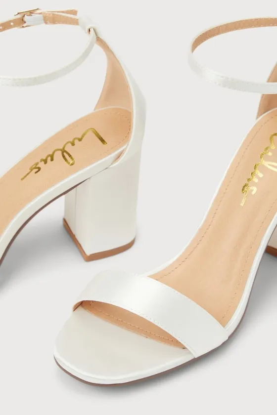 Arylee White Satin Ankle Strap Heels sold by Lulus product image thumbnail 4