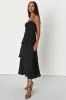 Cascading Crush Black Tiered Bustier Midi Dress sold by Lulus