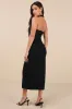 Intriguing Luxury Black Asymmetrical Halter Midi Dress sold by Lulus