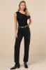 Charming Influence Black Ruched Asymmetrical Top sold by Lulus