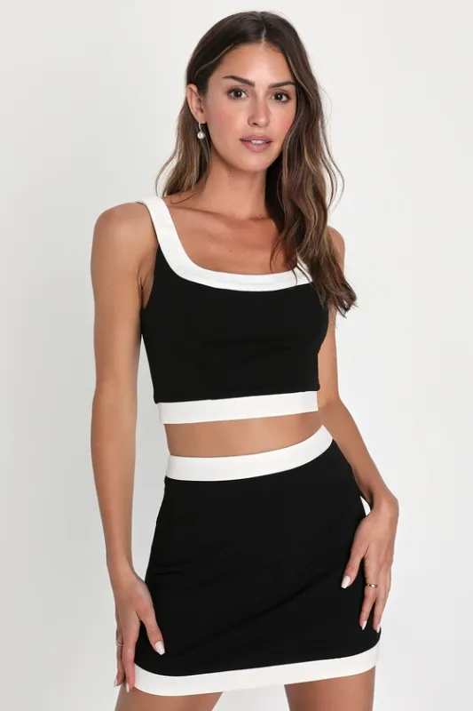 Totally Sensational Black Color Block Bodycon Mini Skirt sold by Lulus