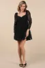Harena Black Tulle Plisse Long Sleeve Mini Dress sold by Lulus