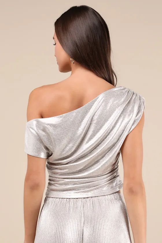 Spectacular Shimmer Champagne Lurex Ruched Top sold by Lulus product image thumbnail 2