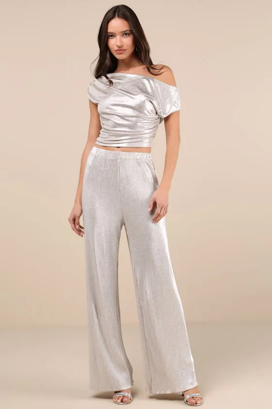 Spectacular Shimmer Champagne Lurex Ruched Top sold by Lulus product image thumbnail 3