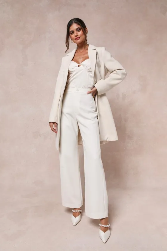 Harriet Ivory Button-Front Belted Coat sold by Lulus product image thumbnail 2