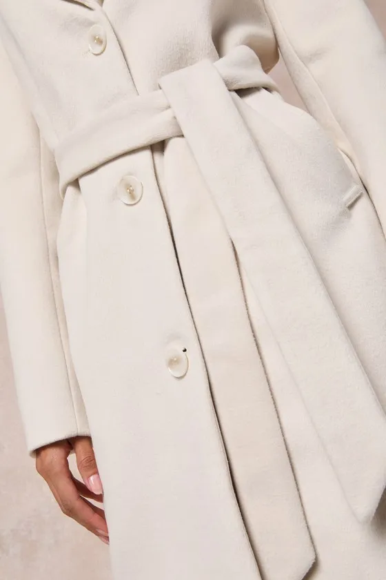 Harriet Ivory Button-Front Belted Coat sold by Lulus product image thumbnail 4
