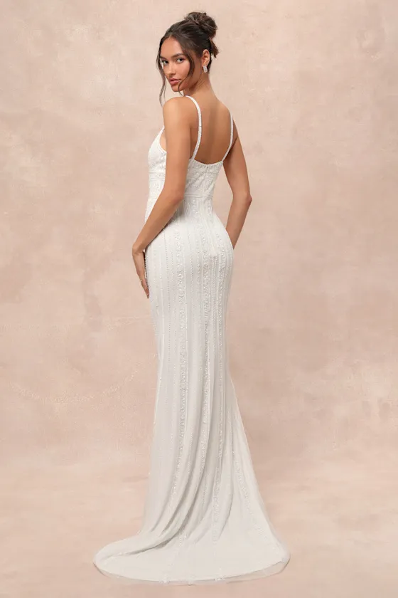 Stunning Vow White Beaded Sequin Maxi Dress sold by Lulus product image thumbnail 3