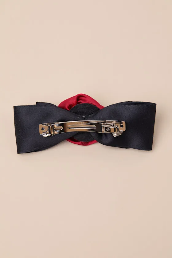 Ideally Dainty Black and Red Rosette Bow Hair Clip sold by Lulus product image thumbnail 2