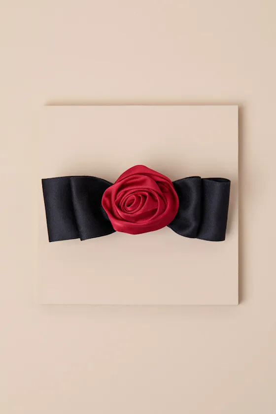 Ideally Dainty Black and Red Rosette Bow Hair Clip sold by Lulus product image thumbnail 3