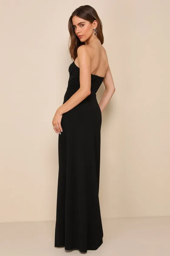 Striking Aura Black Pearl Strapless Mermaid Maxi Dress sold by Lulus product image thumbnail 2