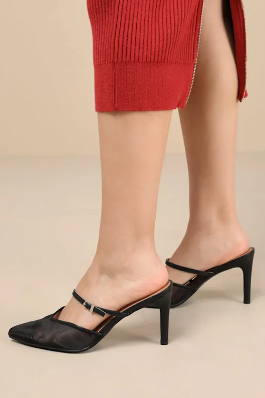 Elegant Black Mesh Pointed-Toe Pumps sold by Lulus