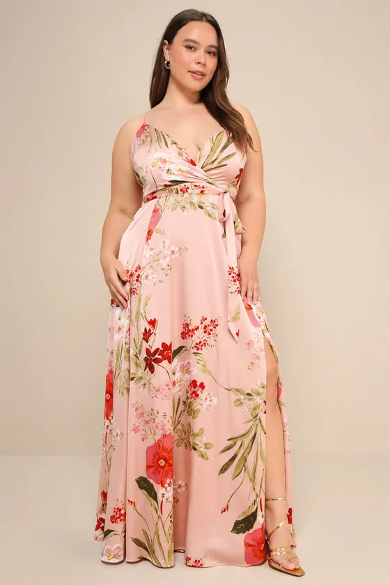 Still the One Blush Pink Floral Print Satin Maxi Dress sold by Lulus product image thumbnail 2