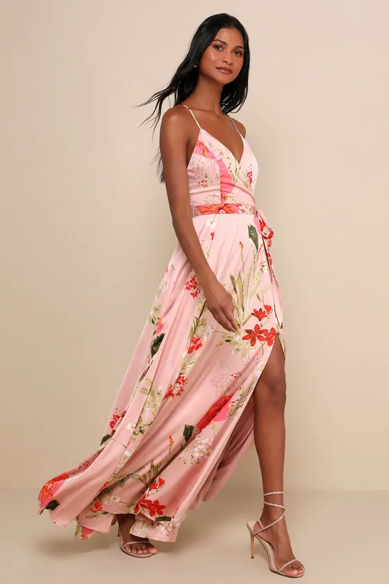 Still the One Blush Pink Floral Print Satin Maxi Dress sold by Lulus product image thumbnail 3
