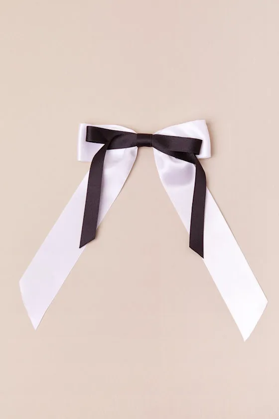Perfectly Coquette Ivory and Black Bow Hair Clip sold by Lulus product image thumbnail 2