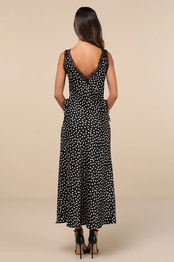 Darling Reputation Black Polka Dot Lace Sleeveless Midi Dress sold by Lulus product image thumbnail 3