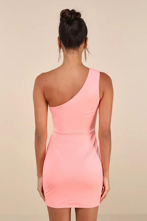 Extraordinary Poise Coral Pink One-Shoulder Mini Dress sold by Lulus product image thumbnail 3