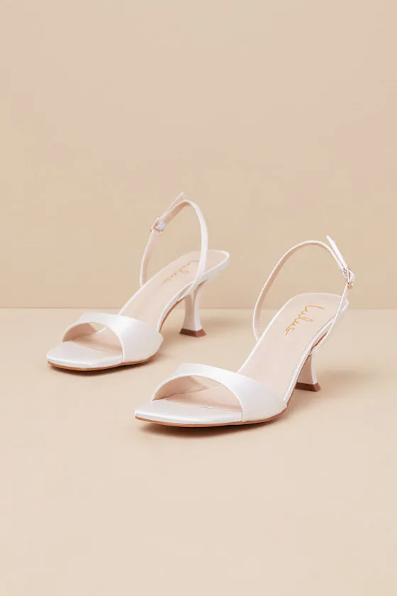 Soline White Satin Slingback Low Heel Sandals sold by Lulus product image thumbnail 2