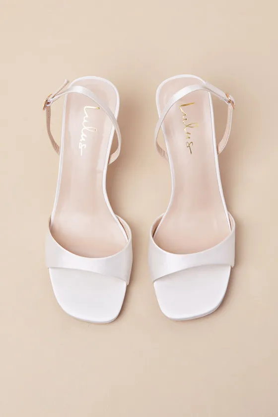 Soline White Satin Slingback Low Heel Sandals sold by Lulus product image thumbnail 3