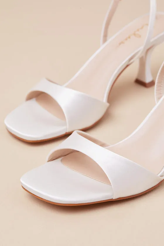 Soline White Satin Slingback Low Heel Sandals sold by Lulus product image thumbnail 4