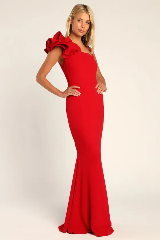 Lucette Red Sleeveless Ruffled Mermaid Maxi Dress sold by Lulus product image thumbnail 3