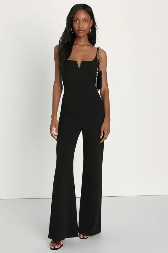 Cheers to Chic Black Sleeveless Wide-Leg Jumpsuit sold by Lulus