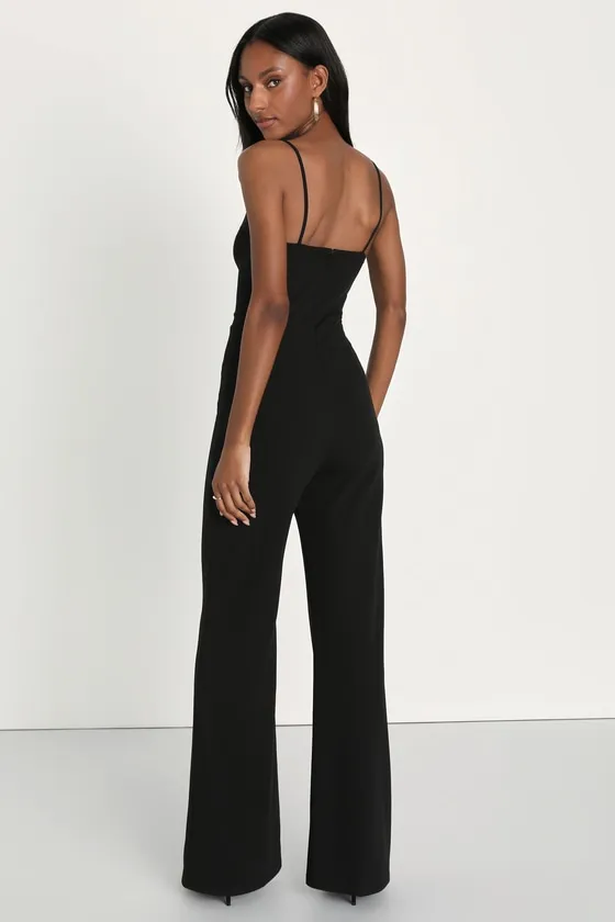 Cheers to Chic Black Sleeveless Wide-Leg Jumpsuit sold by Lulus product image thumbnail 4