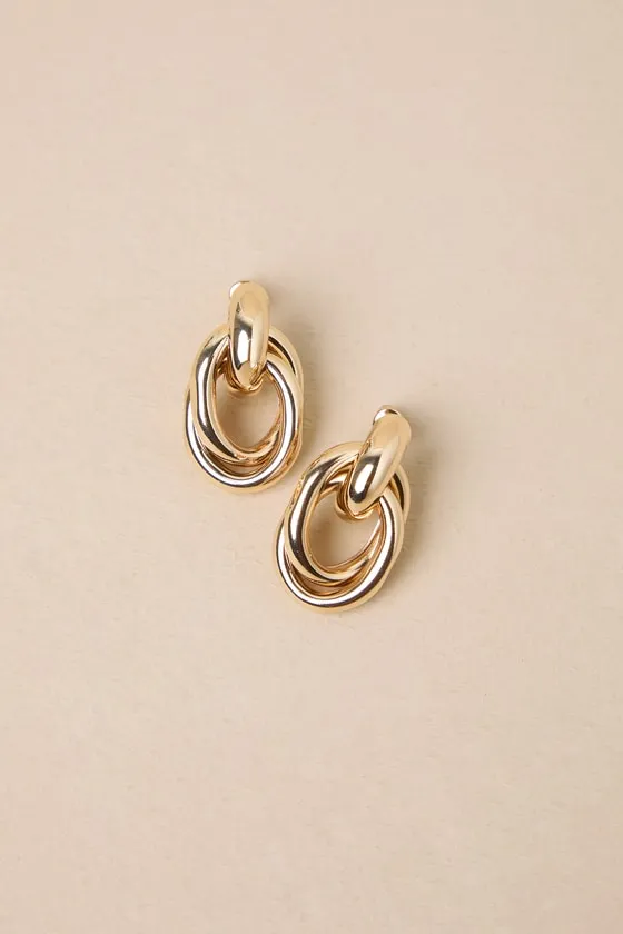 Luxe Desire Gold Interlocking Hoop Earrings sold by Lulus