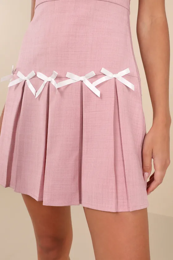 Undeniably Adorable Pink Pleated Sleeveless Bow Mini Dress sold by Lulus product image thumbnail 4