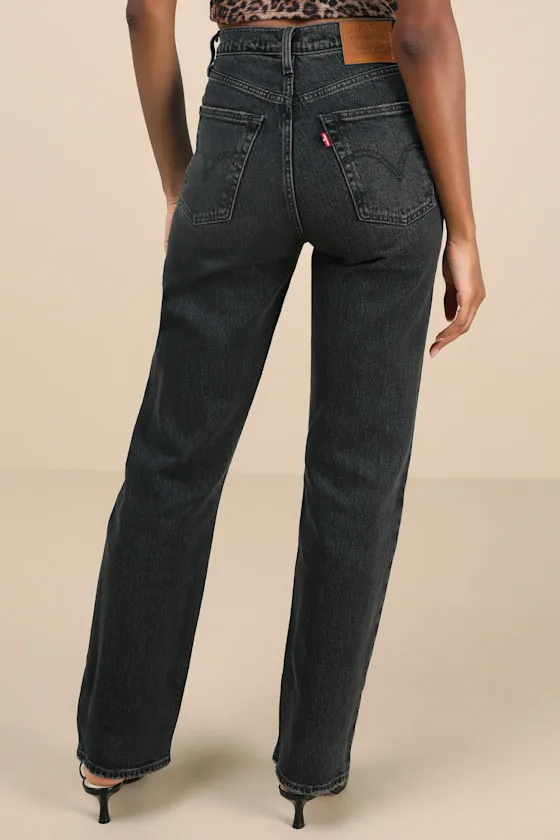 Ribcage Black Straight Leg High-Rise Distressed Denim Jeans sold by Lulus product image thumbnail 3