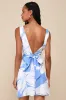Deeply Sweet Blue and White Floral Tie-Back Shift Mini Dress sold by Lulus